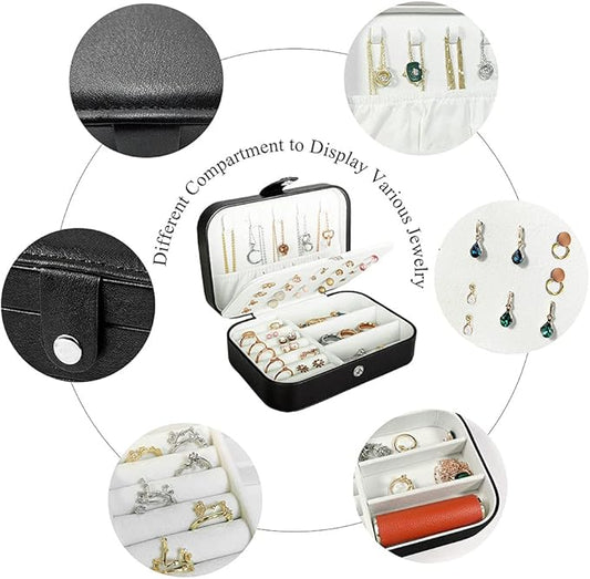 Black Leather Jewelry Storage Box: Multi - compartment, Portable and Easy to Carry, a Delicate Storage Helper