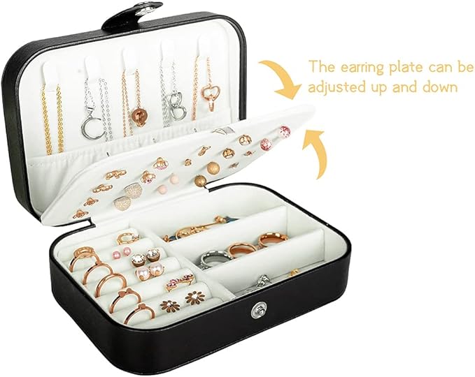 Black Leather Jewelry Storage Box: Multi - compartment, Portable and Easy to Carry, a Delicate Storage Helper