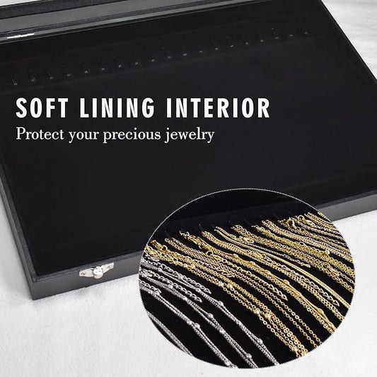 Black Glass - Lidded Jewelry Storage Box: Large Capacity, Soft Lining Protection, a Multi - scene Jewelry Organization Essential