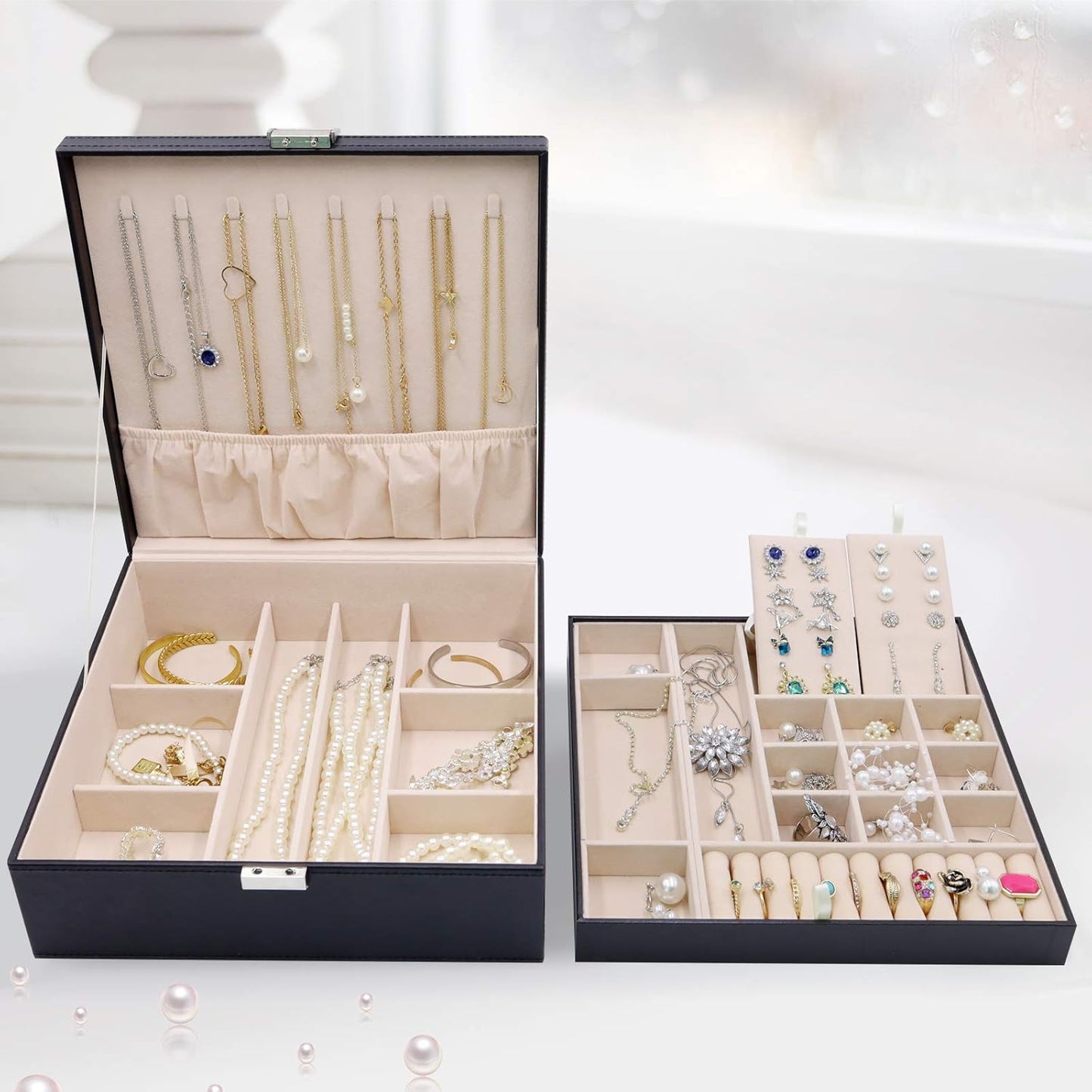 Double - Layer Large - Capacity Jewelry Storage Box: Exquisite Design, Classified Storage, Guard Every Piece of Jewelry