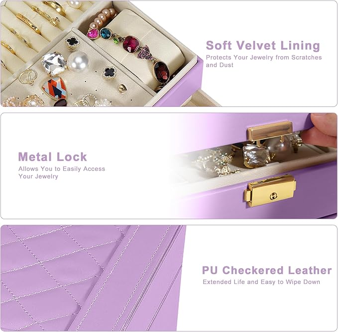 Light Purple Multi - Layer Jewelry Storage Box: Exquisite Lock, Reasonable Partition, Keep Jewelry in Order