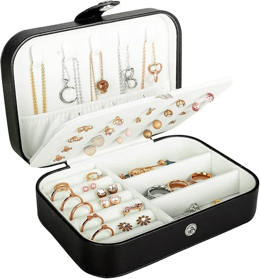 Black Leather Jewelry Storage Box: Multi - compartment, Portable and Easy to Carry, a Delicate Storage Helper