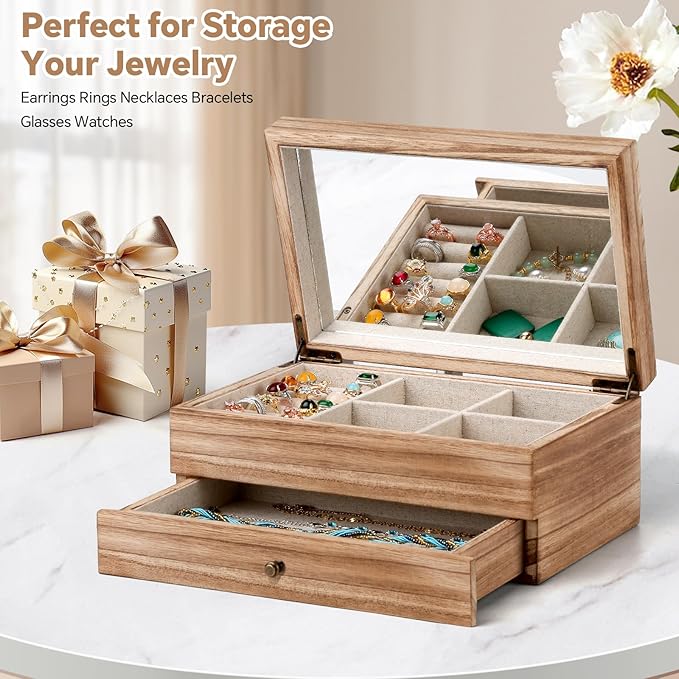 Solid Wood Multi - Layer Jewelry Storage Box: Natural Material, Scientific Partition, an Ideal Choice for Jewelry Storage and Display
